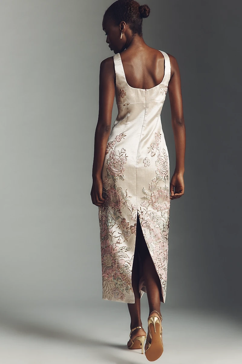 Mac Duggal Sleeveless Square-Neck Slim Midi Dress