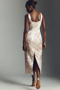 Mac Duggal Sleeveless Square-Neck Slim Midi Dress