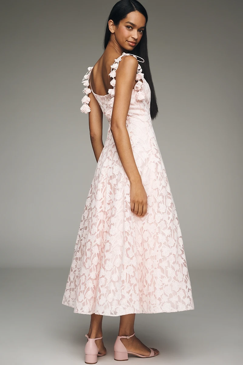 Mac Duggal Floral Lace A-Line Midi Dress