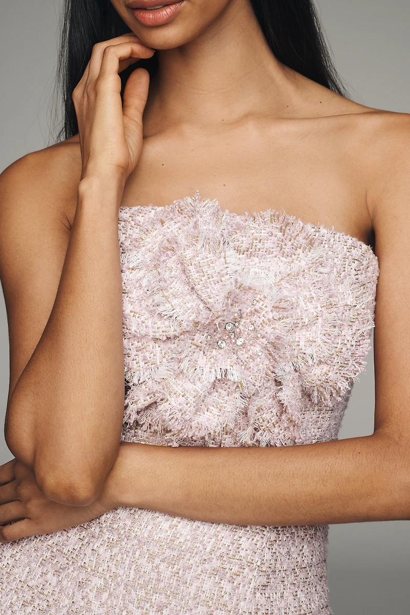 Mac Duggal 3D Floral Strapless Midi Dress