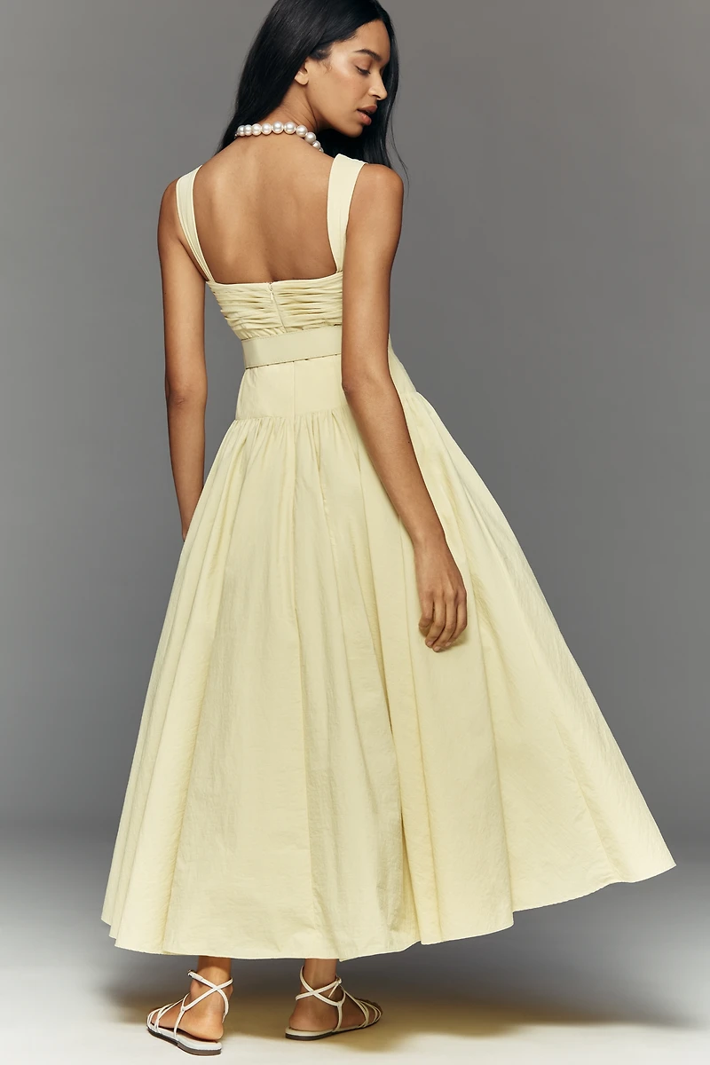 Mac Duggal Belted Drop-Waist Midi Dress