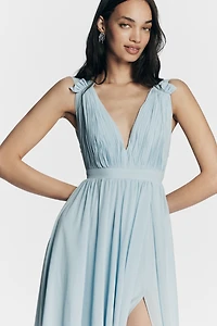 Mac Duggal Sleeveless Chiffon V-Neck Maxi Dress