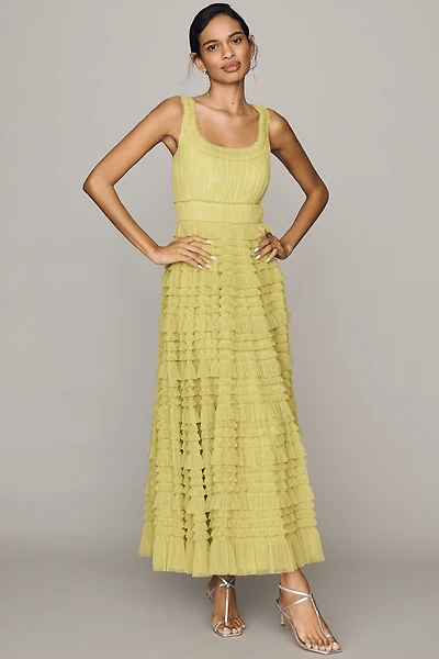 Mac Duggal Mesh Ruffle Dress