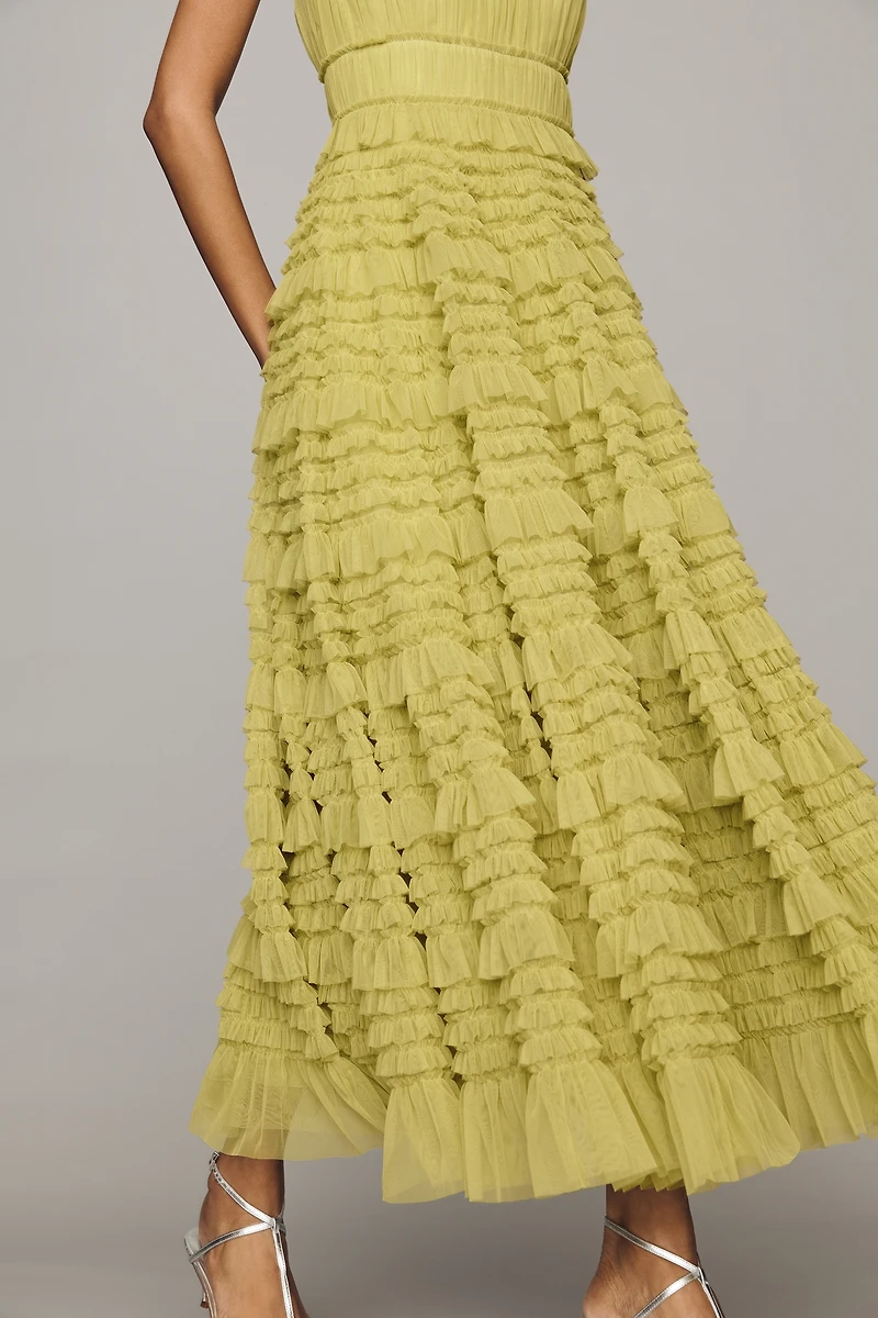 Mac Duggal Mesh Ruffle Dress