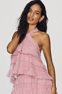 Mac Duggal Mesh Halter Dress