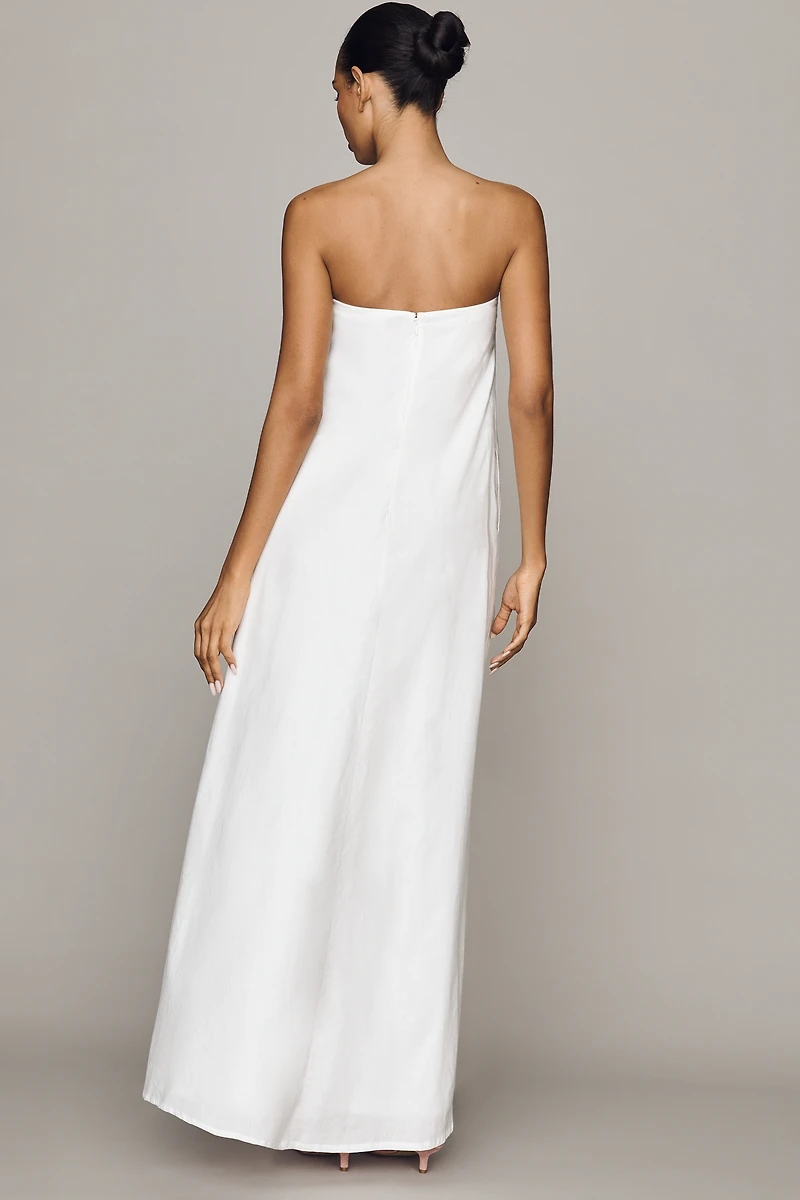 Mac Duggal 100% Linen Embroidered Dress