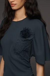 Maeve Ruched Short-Sleeve Midi Dress