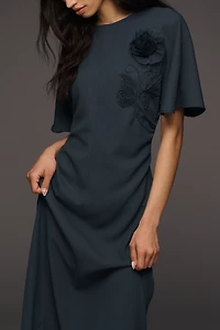 Maeve Ruched Short-Sleeve Midi Dress
