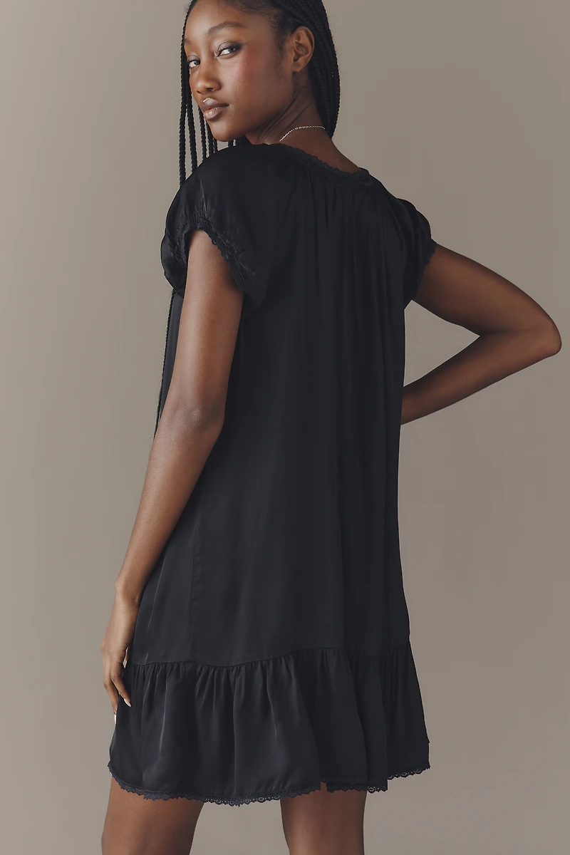 By Anthropologie Silky Peasant Mini Dress