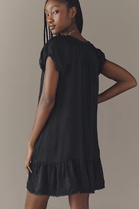 By Anthropologie Silky Peasant Mini Dress