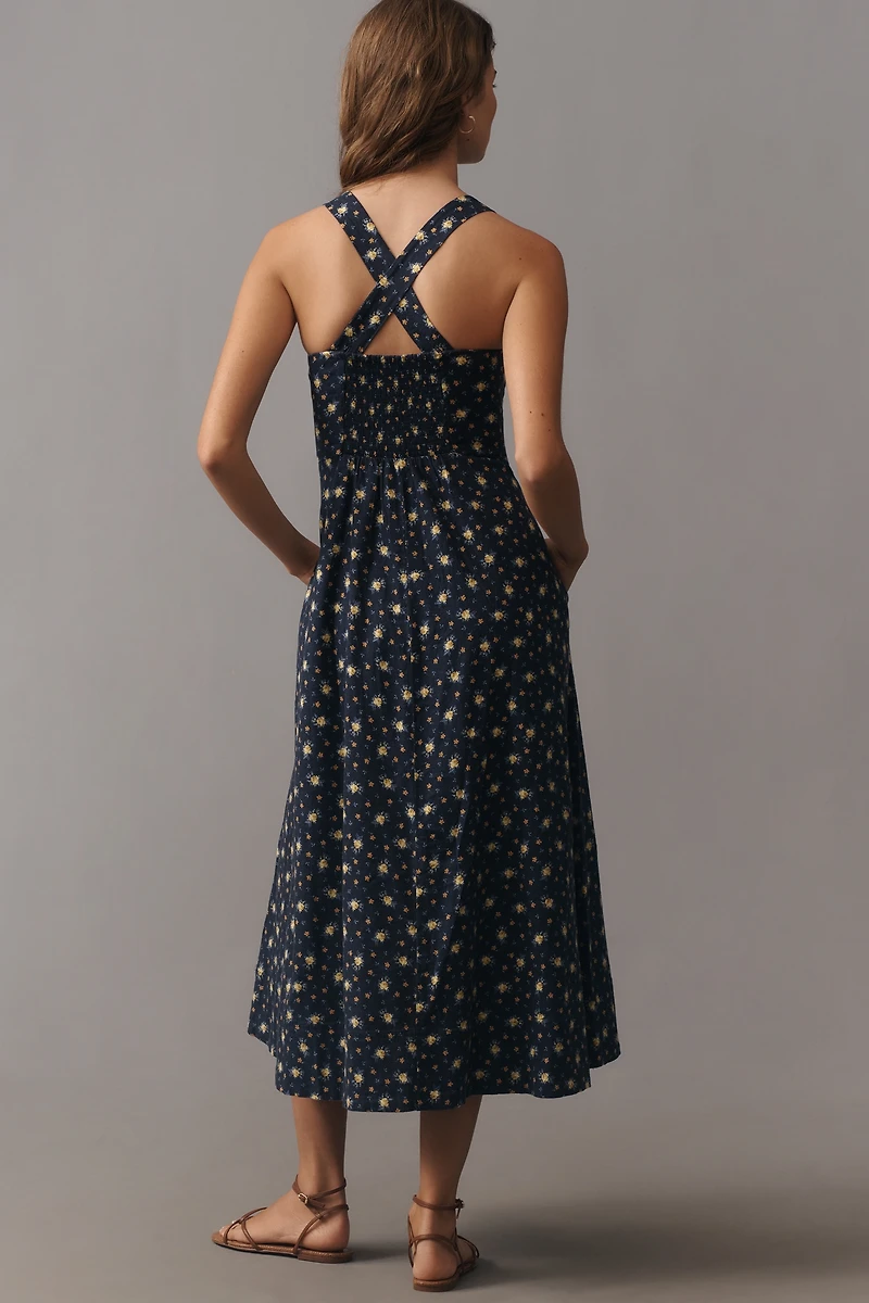 Maeve Printed A-Line Halter Midi Dress