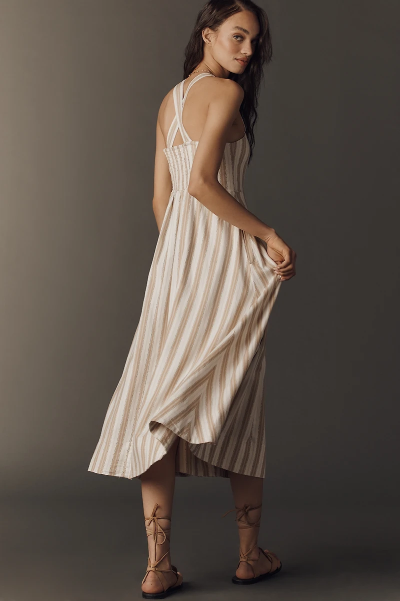 Maeve Printed A-Line Halter Midi Dress