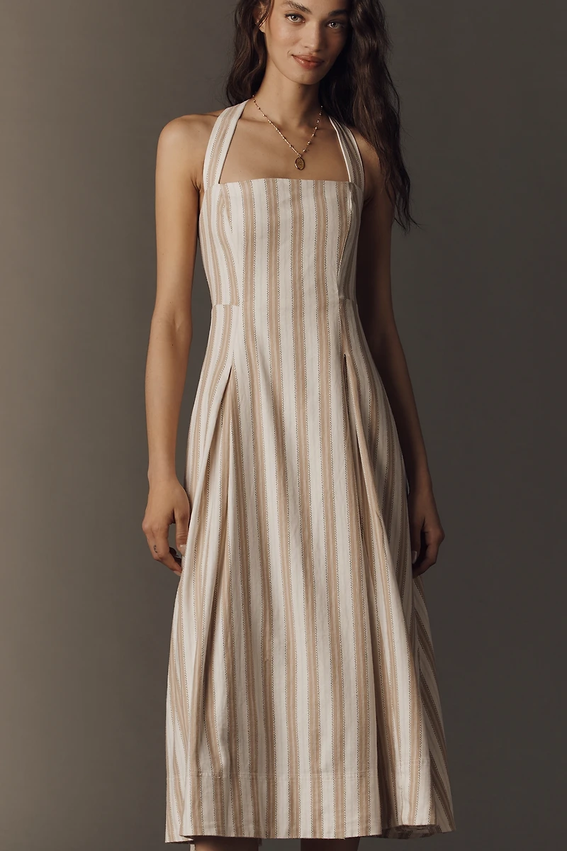 Maeve Printed A-Line Halter Midi Dress