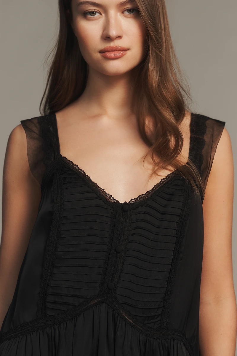 By Anthropologie Lacey Satin Slip Dress