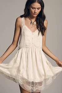By Anthropologie Lacey Satin Slip Dress