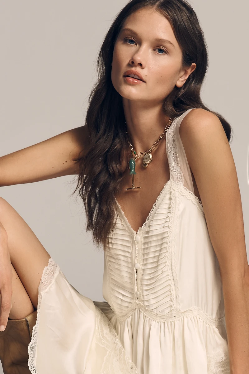 By Anthropologie Lacey Satin Slip Dress