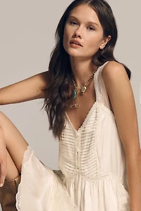By Anthropologie Lacey Satin Slip Dress