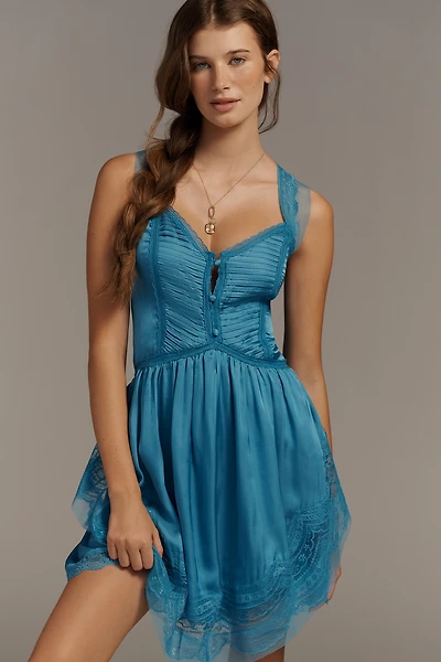 By Anthropologie Lacey Satin Slip Dress