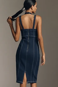 Pilcro Strappy Seamed Fitted Midi Dress