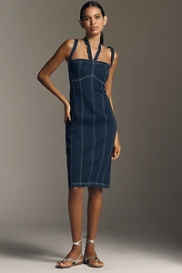 Pilcro Strappy Seamed Fitted Midi Dress