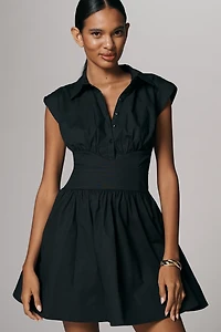 Maeve Cap-Sleeve Waisted Mini Shirt Dress