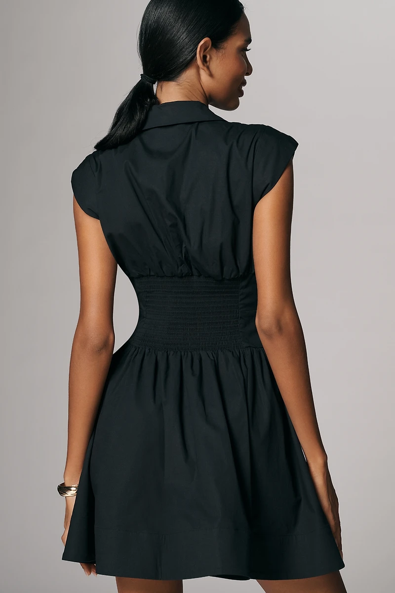Maeve Cap-Sleeve Waisted Mini Shirt Dress