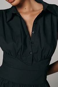 Maeve Cap-Sleeve Waisted Mini Shirt Dress