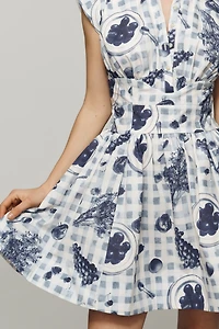 Maeve Cap-Sleeve Waisted Mini Shirtdress