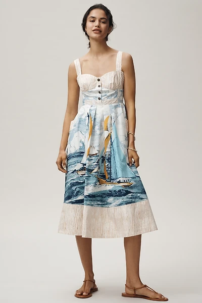 Maeve Cotton Sweetheart Midi Dress