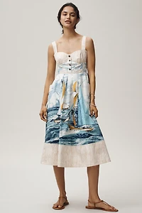 Maeve Cotton Sweetheart Midi Dress