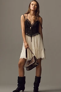 By Anthropologie Lace Trim Twofer Mini Dress