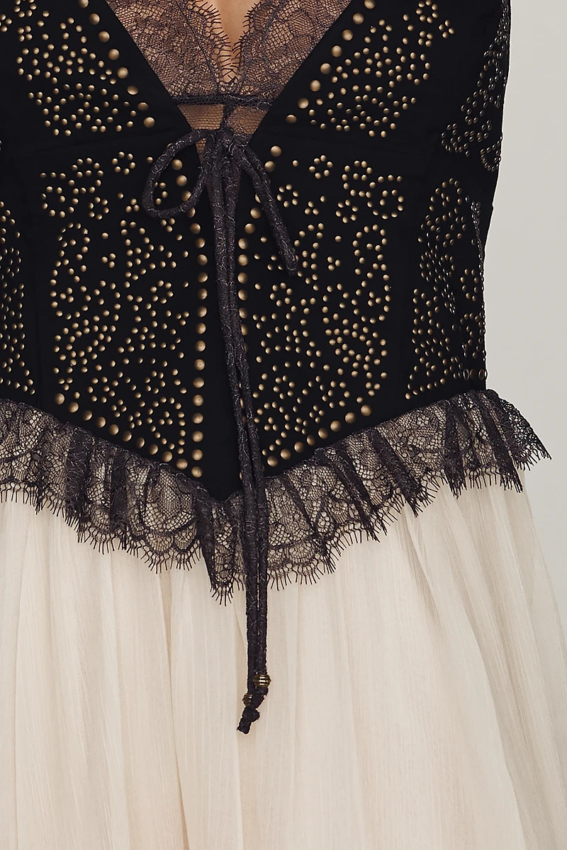 By Anthropologie Lace Trim Twofer Mini Dress