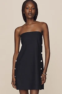 European Linen Stretch Strapless Shift Dress