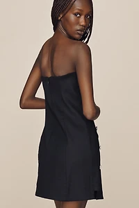 European Linen Stretch Strapless Shift Dress