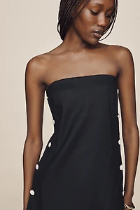 European Linen Stretch Strapless Shift Dress