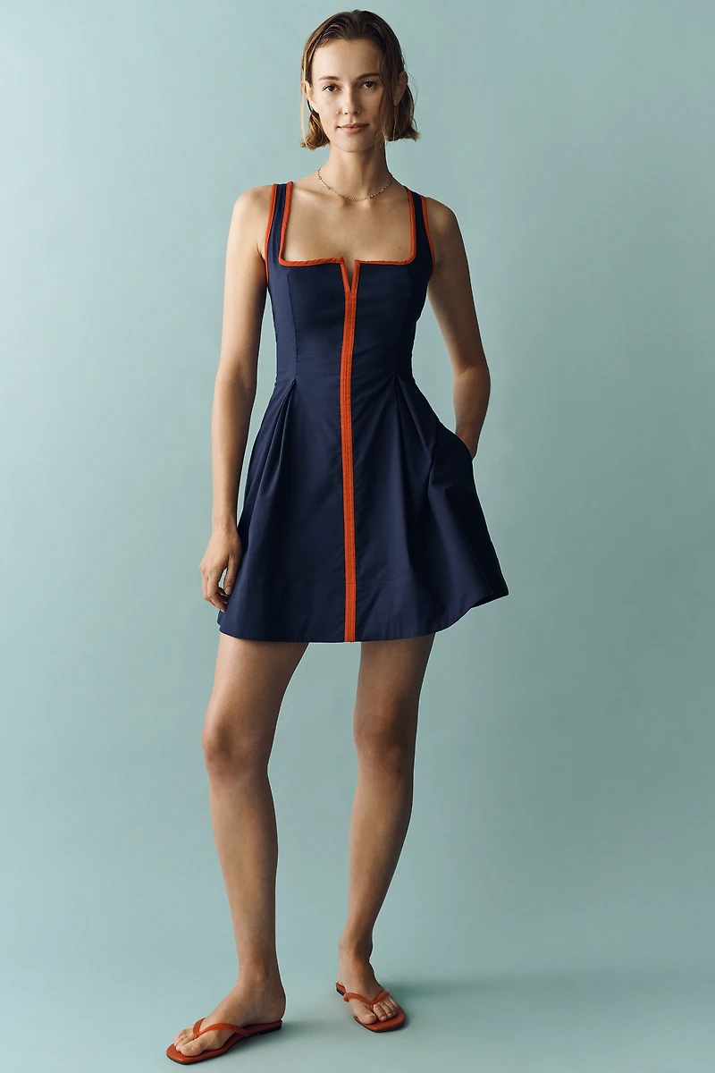 Arlette Square-Neck Piped Mini Dress by Maeve