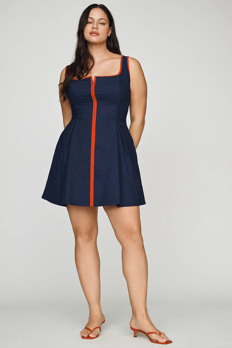 Arlette Square-Neck Piped Mini Dress by Maeve
