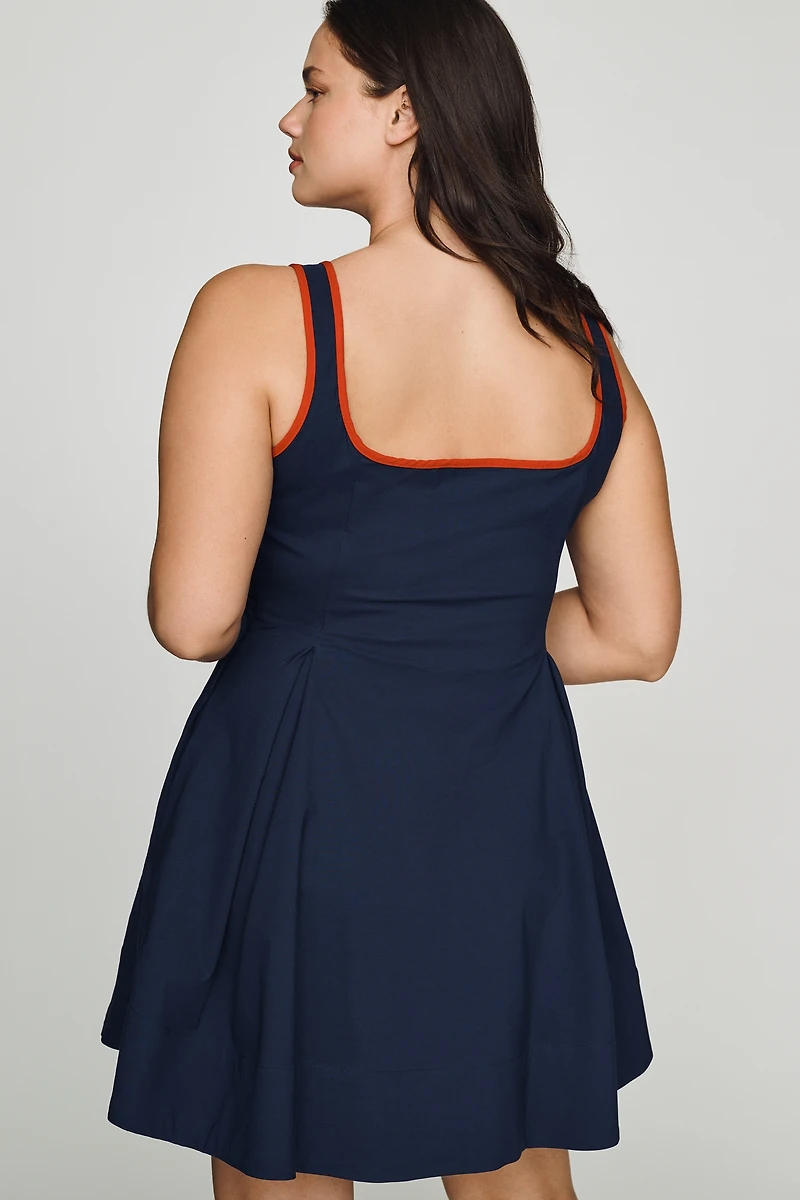 Arlette Square-Neck Piped Mini Dress by Maeve