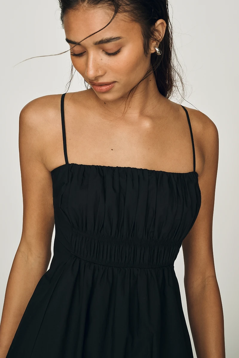 Maeve Cotton Ruched Midi Dress