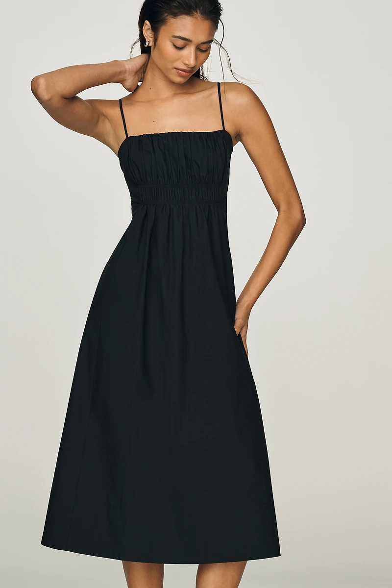 Maeve Cotton Ruched Midi Dress