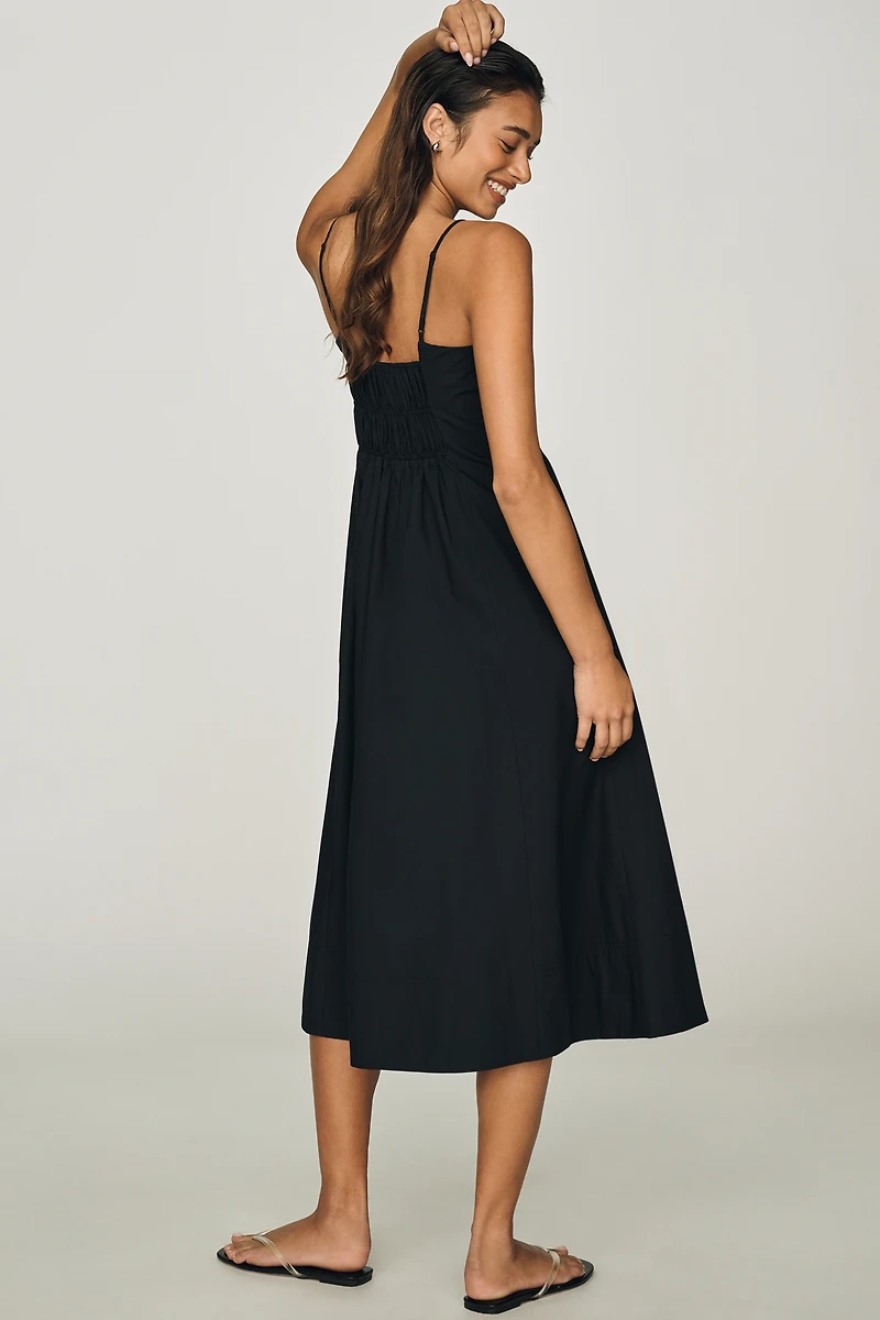 Maeve Cotton Ruched Midi Dress