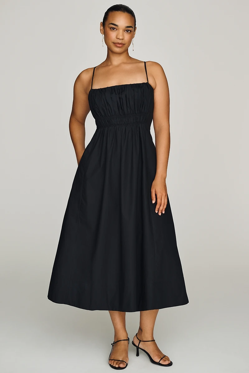 Maeve Cotton Ruched Midi Dress