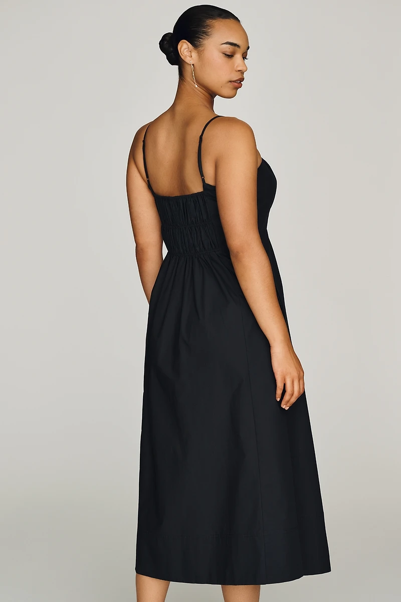 Maeve Cotton Ruched Midi Dress