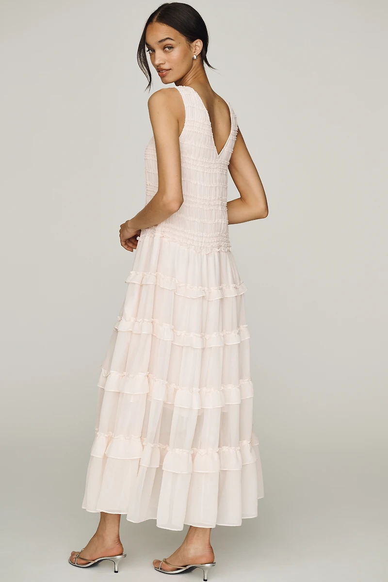 By Anthropologie Tiered Chiffon Maxi Dress
