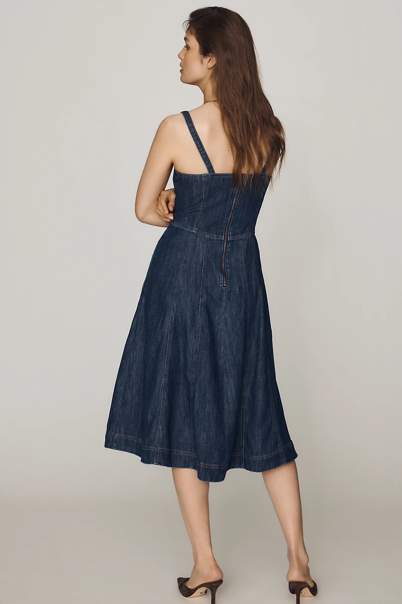 By Anthropologie Denim Waisted Midi Dress