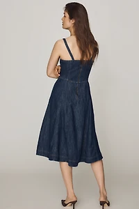By Anthropologie Denim Waisted Midi Dress