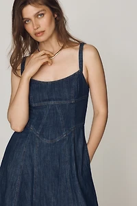 By Anthropologie Denim Waisted Midi Dress
