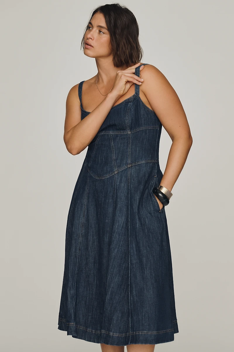 By Anthropologie Denim Waisted Midi Dress