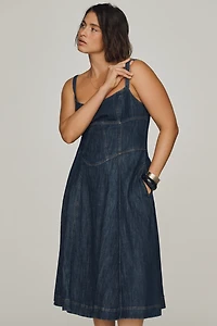 By Anthropologie Denim Waisted Midi Dress