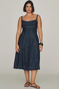 By Anthropologie Denim Waisted Midi Dress